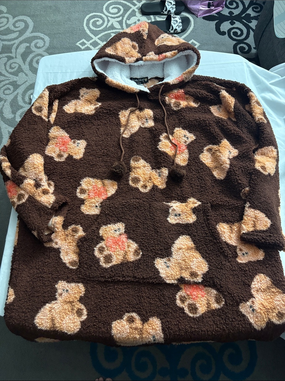 Brown Teddy Bear Sherpa Hoodie